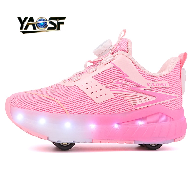 Kids Outdoor Lights - Kids 4-Wheel LED Light Up Shoes,
