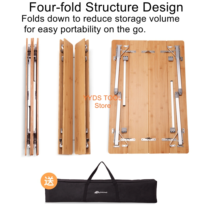 Kids Outdoor Wooden Table - Outdoor Folding Table with Bamboo Top