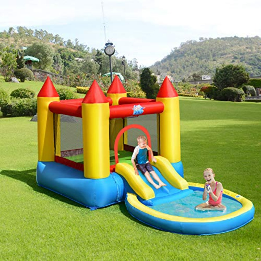 Kids Outdoor House With Slide - Outdoor backyard inflatable bounce house for