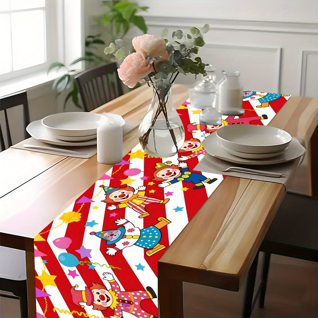 Kids Outdoor Dining Table - Circus Clown Party Table Runner -