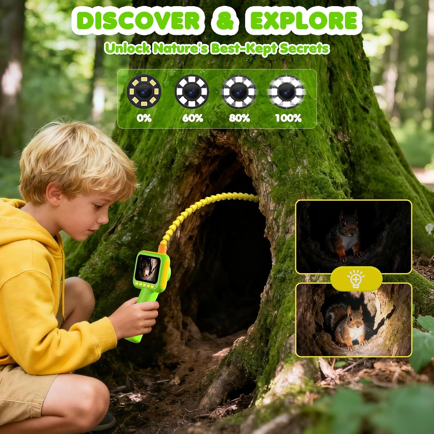 Kids Outdoor Lights - Endoscope for Kids, Borescope Snake Camera