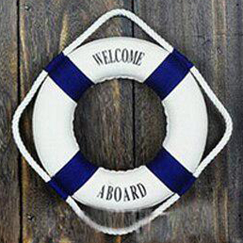 Kids Outdoor Chair - Mediterranean Style Hanging Lifebuoy Decoration Red