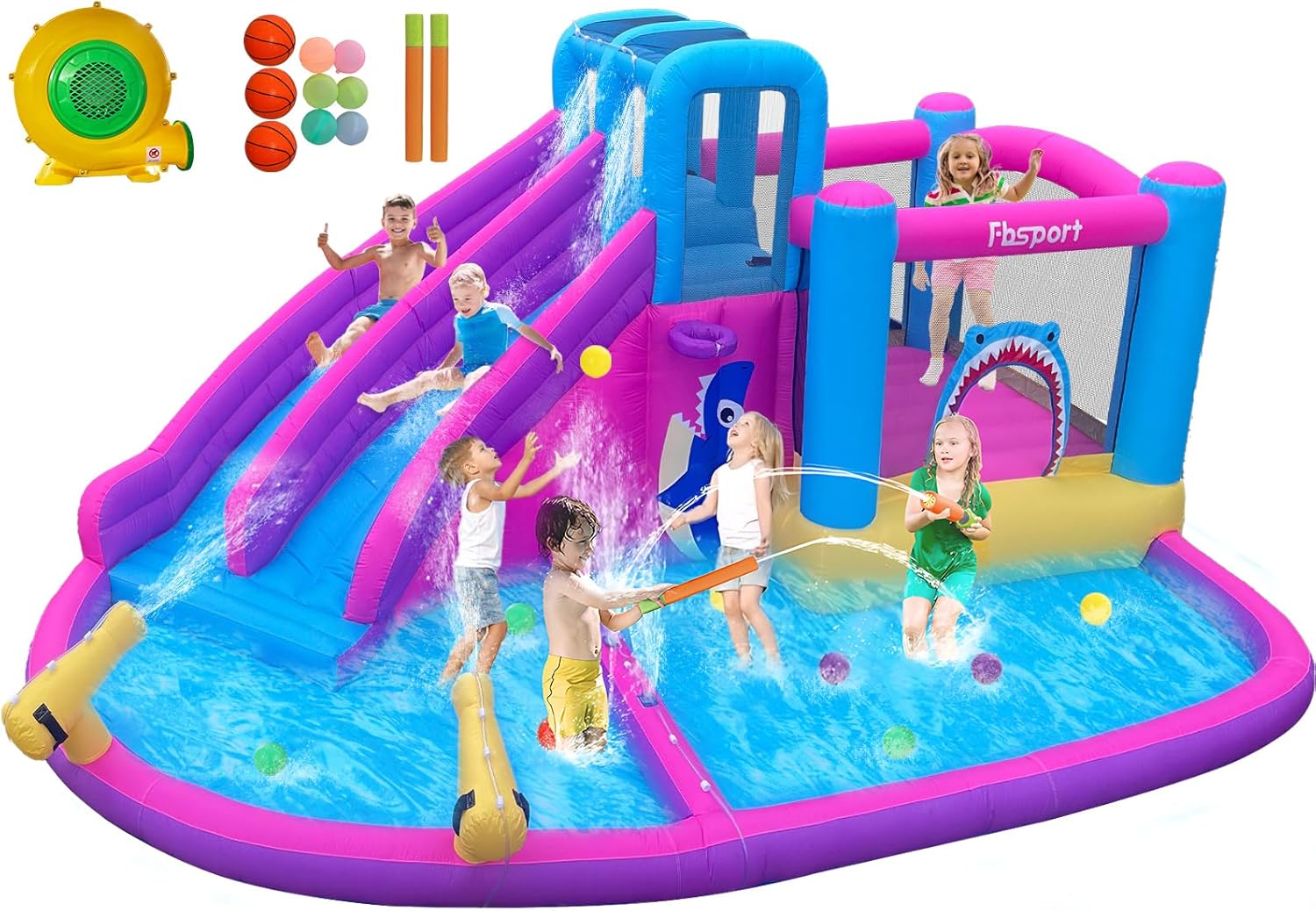 Kids Outdoor House With Slide - Twin Water Slides Inflatable Bounce House