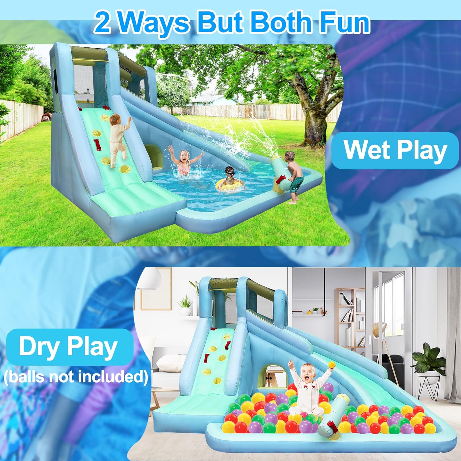 6-in-1 Inflatable Kids Bounce  - Kids Outdoor House With Slide recension och pris