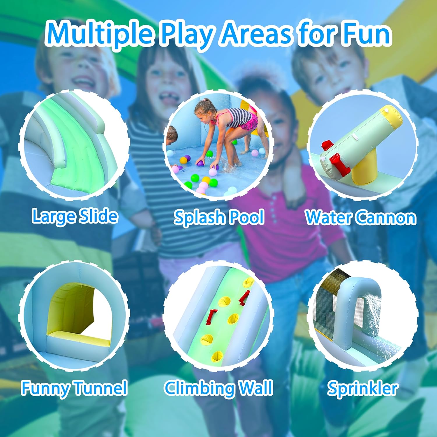 6-in-1 Inflatable Kids Bounce  - Kids Outdoor House With Slide recension och pris