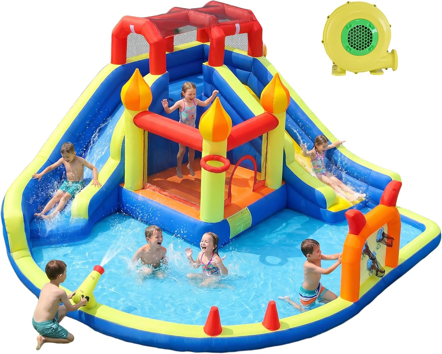 Kids Jumping Castle with Two L - Kids Outdoor House With Slide recension och pris