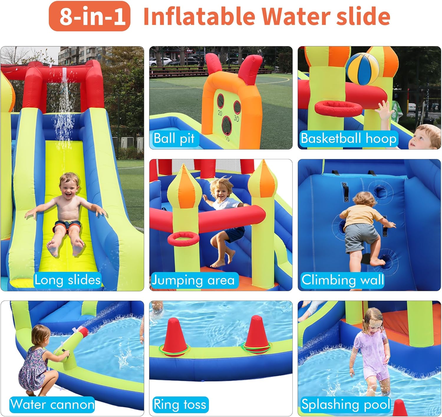 Kids Jumping Castle with Two L - Kids Outdoor House With Slide recension och pris