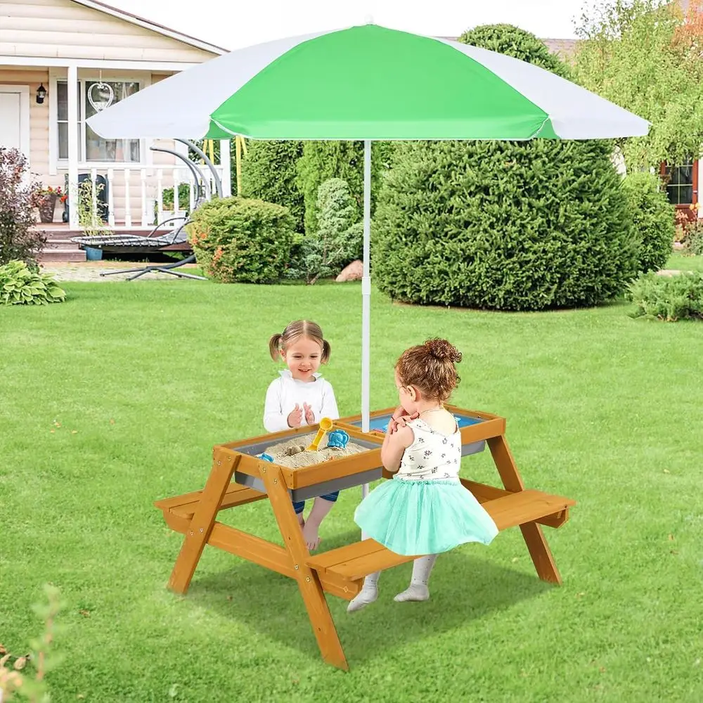 3-in-1 Height-Adjustable Umbre - Kids Outdoor Wooden Table recension och pris