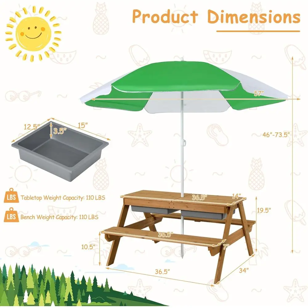4-in-1 Wooden Sand & Water Pic - Kids Outdoor Wooden Table recension och pris