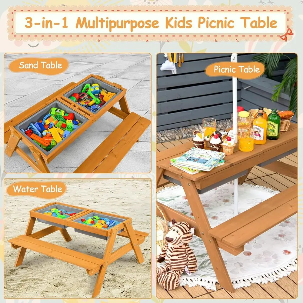 4-in-1 Wooden Sand & Water Pic - Kids Outdoor Wooden Table recension och pris