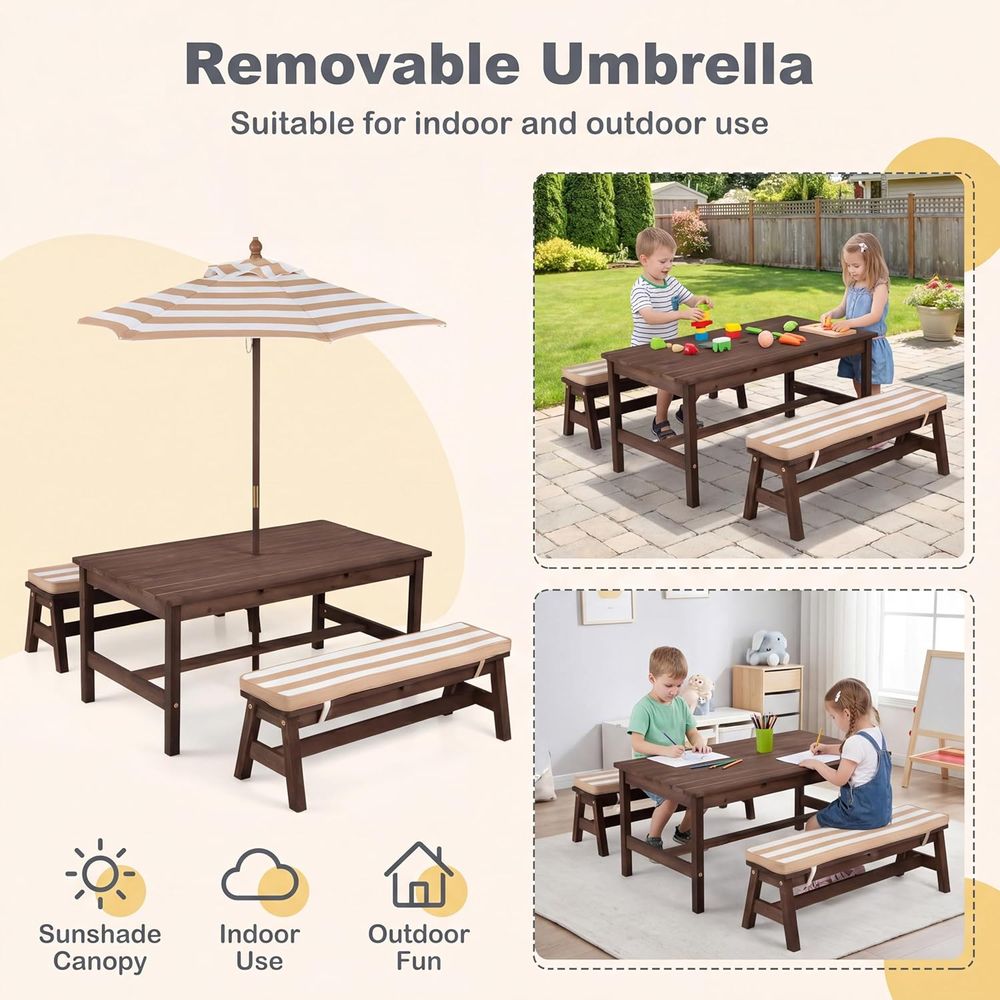 Kids Picnic Table, Large 42“x  - Kids Outdoor Wooden Table recension och pris