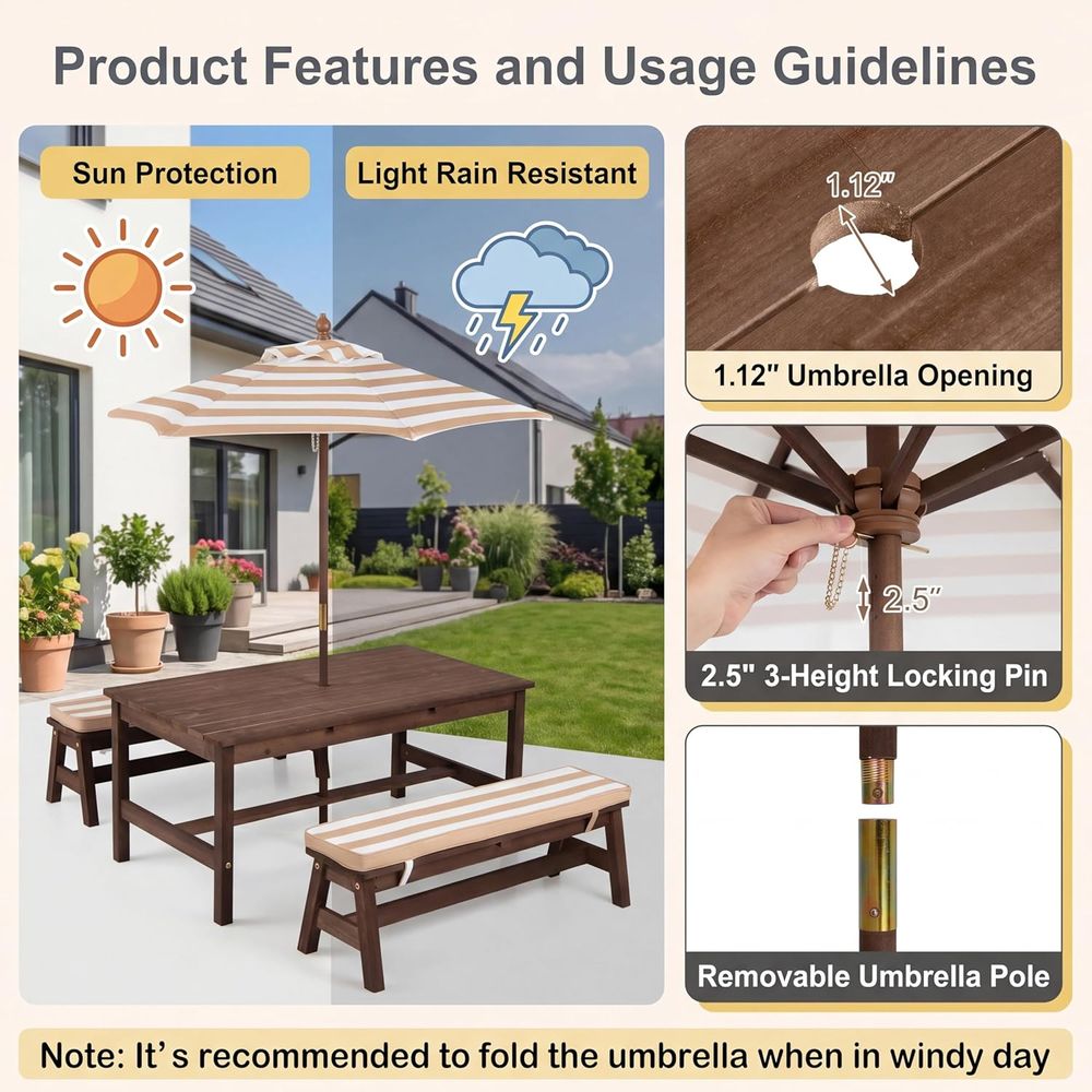 Kids Picnic Table, Large 42“x  - Kids Outdoor Wooden Table recension och pris