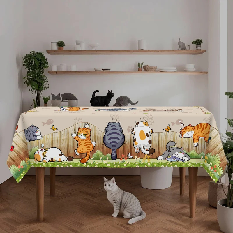 VIKAMA Beige Cartoon Cat Table - Kids Outdoor Dining Table recension och pris