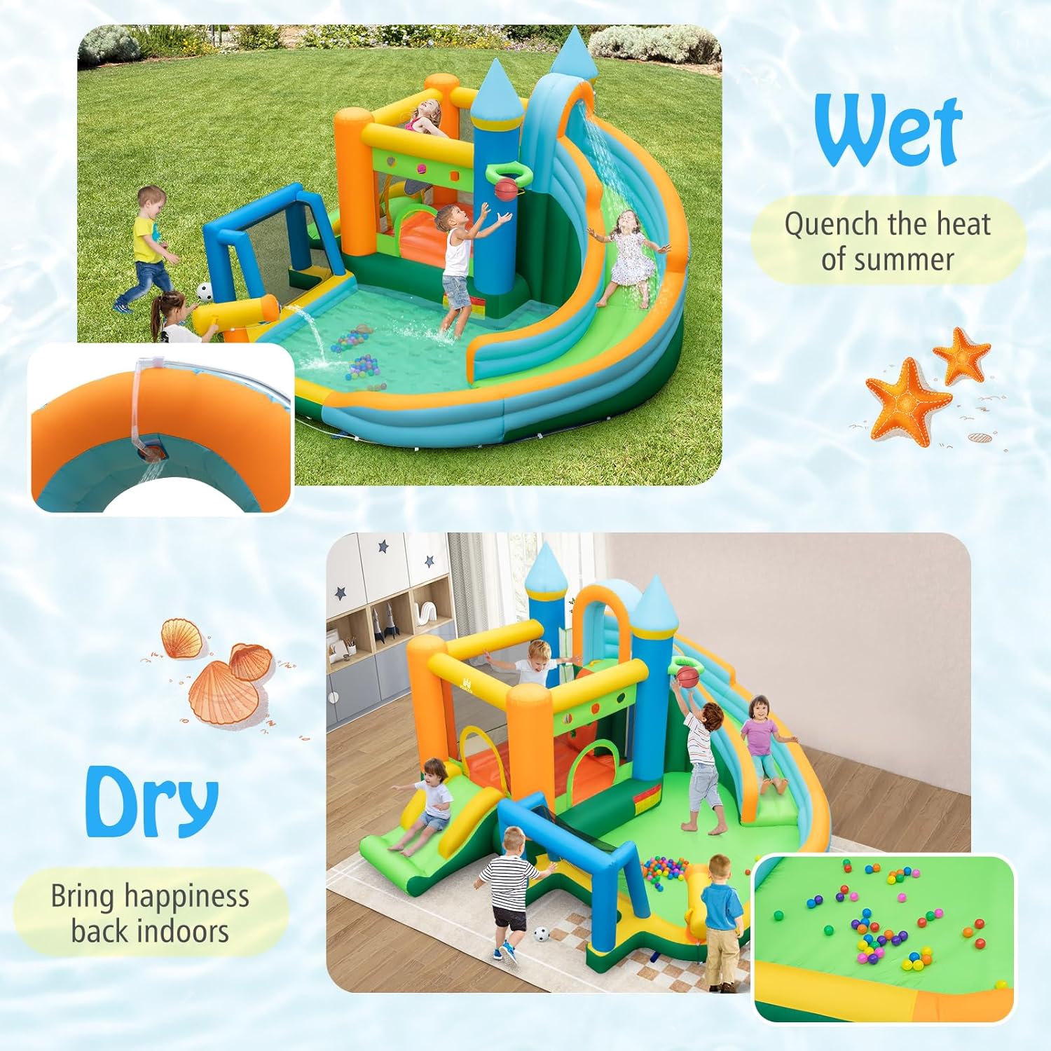9-in-1 Inflatable Water Slide  - Kids Outdoor House With Slide recension och pris