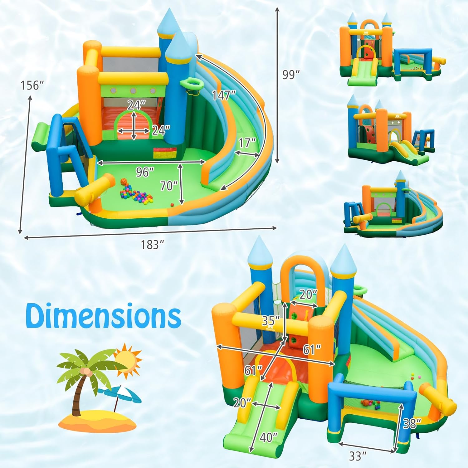 9-in-1 Inflatable Water Slide  - Kids Outdoor House With Slide recension och pris