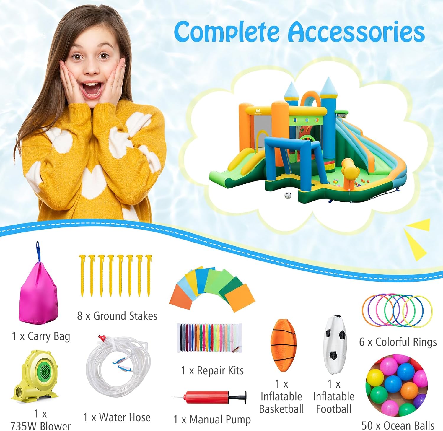 9-in-1 Inflatable Water Slide  - Kids Outdoor House With Slide recension och pris