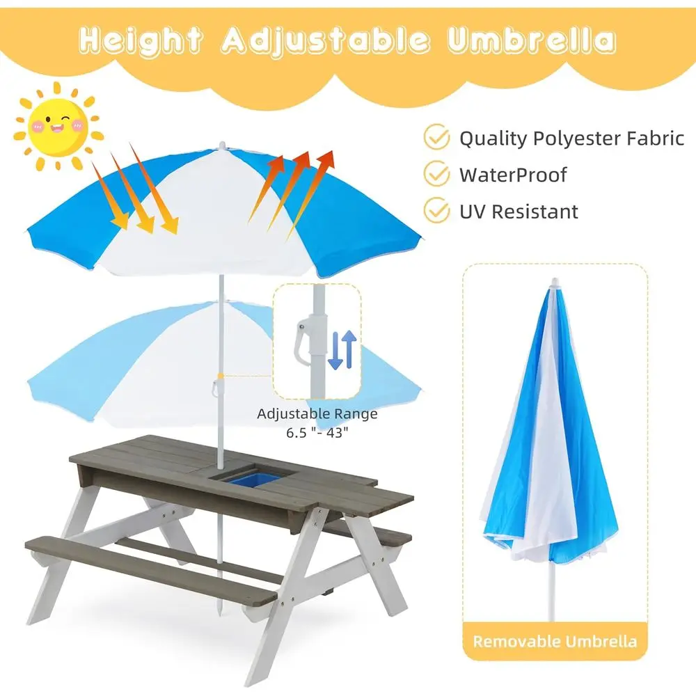 Convertible 3-in-1 Wooden Picn - Kids Outdoor Wooden Table recension och pris