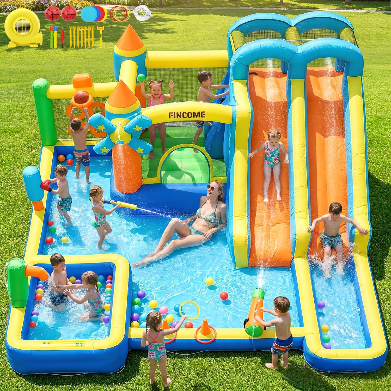 10-in-1 Inflatable Bouncy Cast - Kids Outdoor Park recension och pris