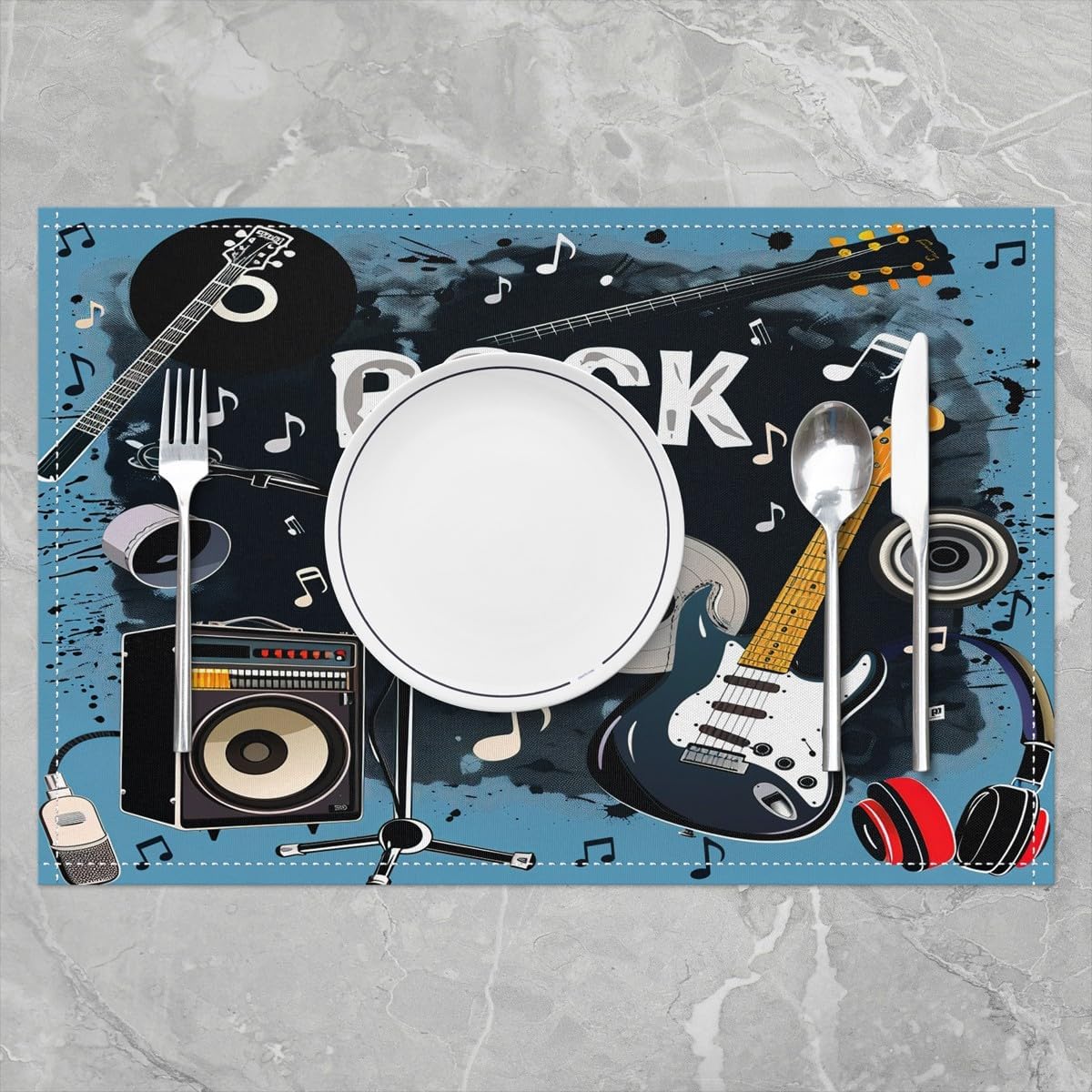 Rock Music Placemats Set of 4  - Kids Outdoor Dining Table recension och pris
