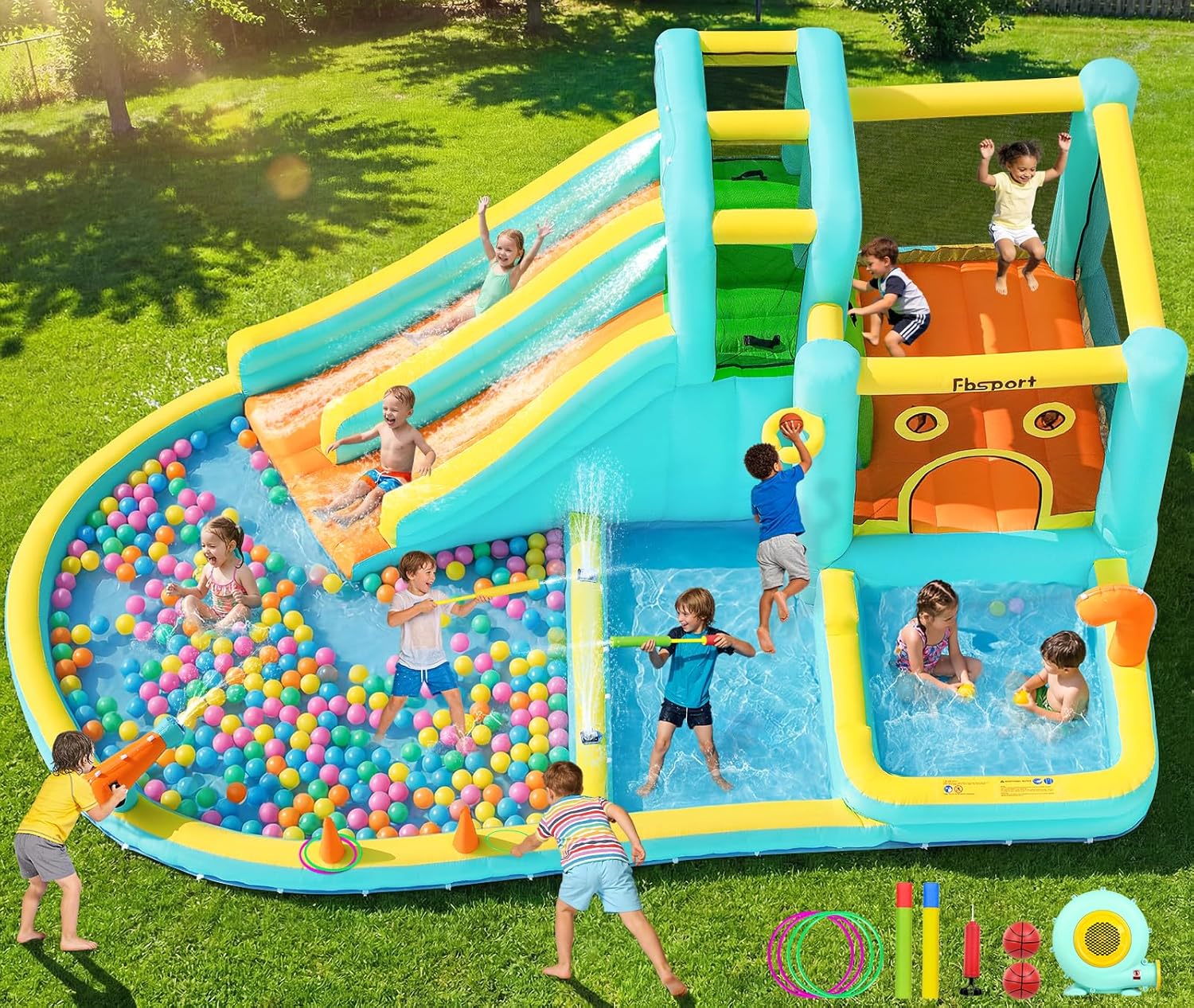 Double Slide Inflatable Water  - Kids Outdoor Park recension och pris