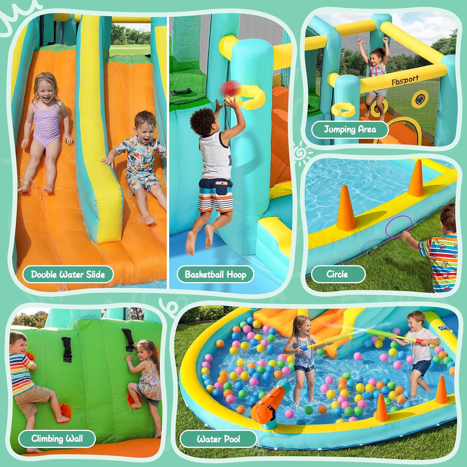Double Slide Inflatable Water  - Kids Outdoor Park recension och pris