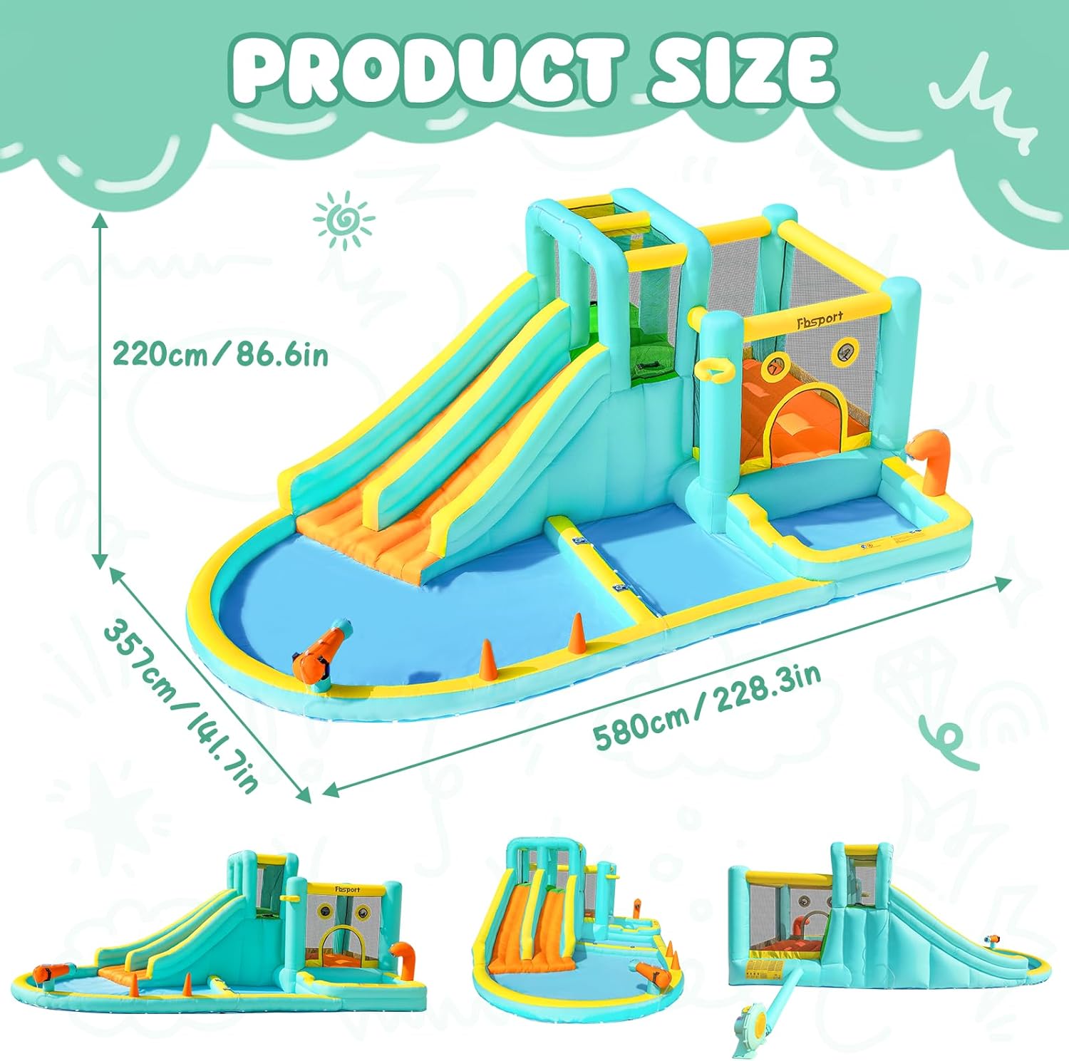 Double Slide Inflatable Water  - Kids Outdoor Park recension och pris