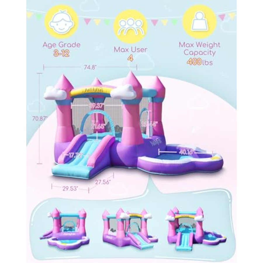 Pink inflatable bounce house f - Kids Outdoor House With Slide recension och pris