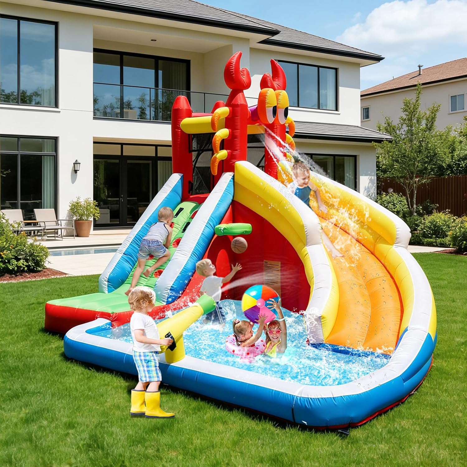 Large Inflatable Bounce House  - Kids Outdoor House With Slide recension och pris