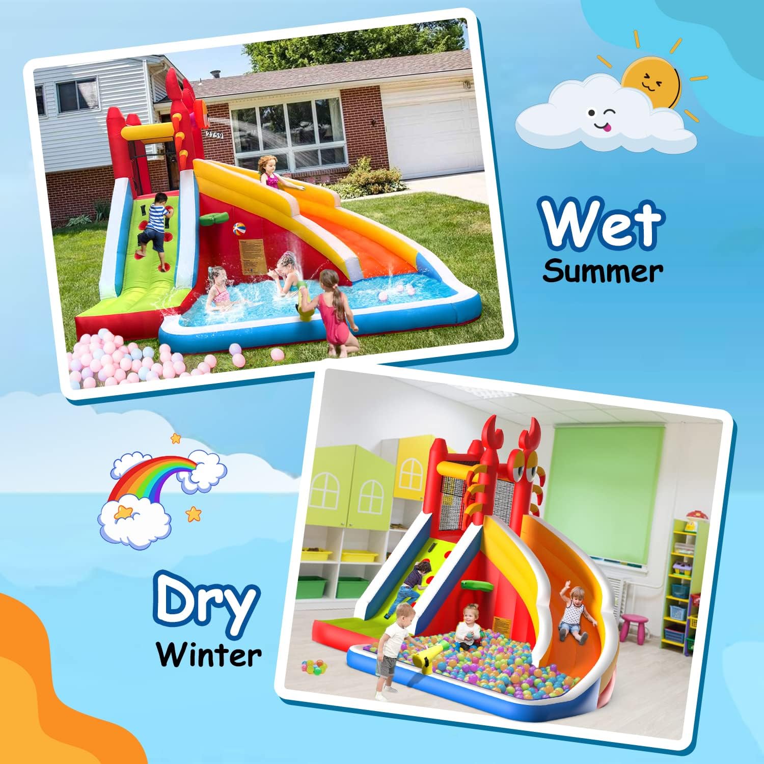 Large Inflatable Bounce House  - Kids Outdoor House With Slide recension och pris