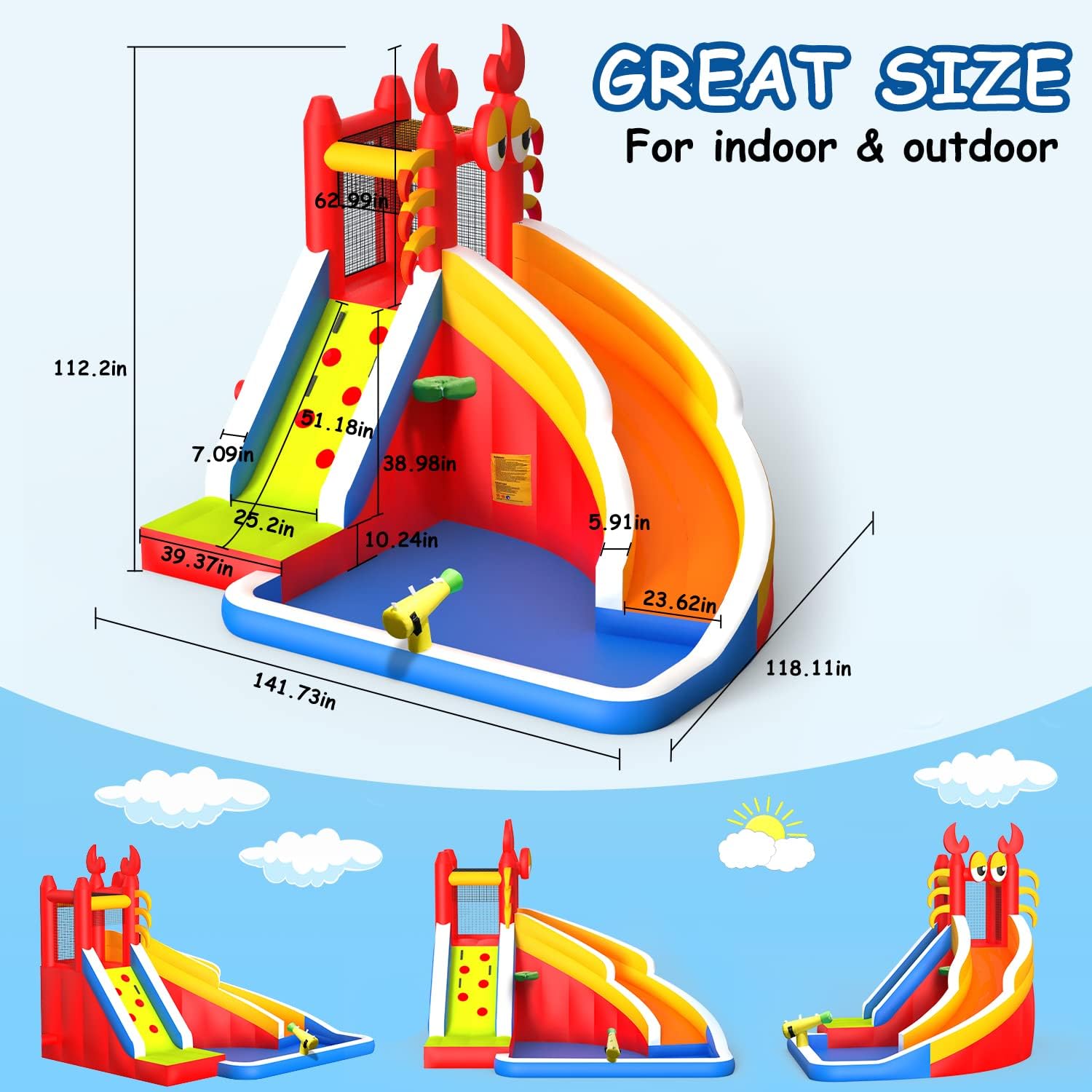 Large Inflatable Bounce House  - Kids Outdoor House With Slide recension och pris