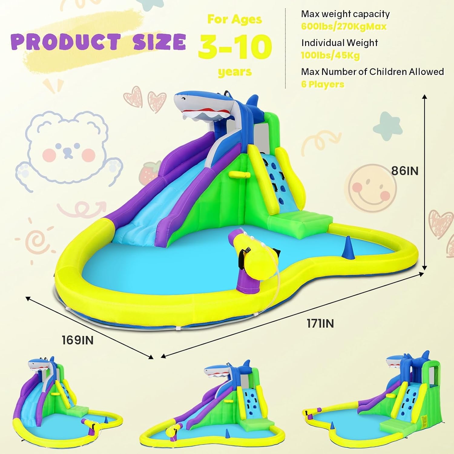 13x14FT Inflatable Bounce Hous - Kids Outdoor House With Slide recension och pris