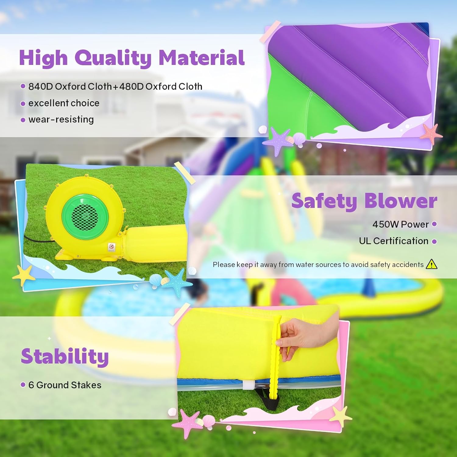 13x14FT Inflatable Bounce Hous - Kids Outdoor House With Slide recension och pris