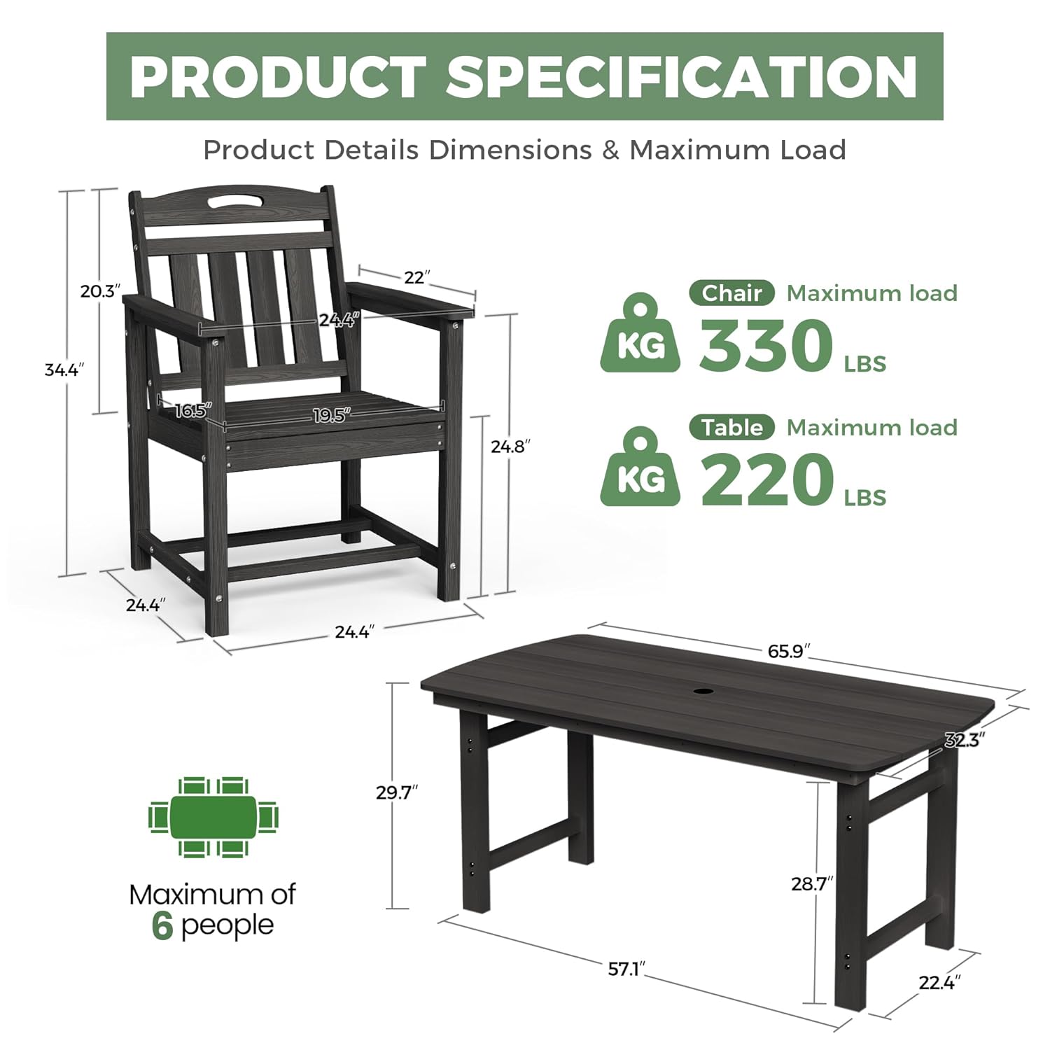 HDPE Outdoor Dining Set, Patio - Kids Outdoor Dining Table recension och pris