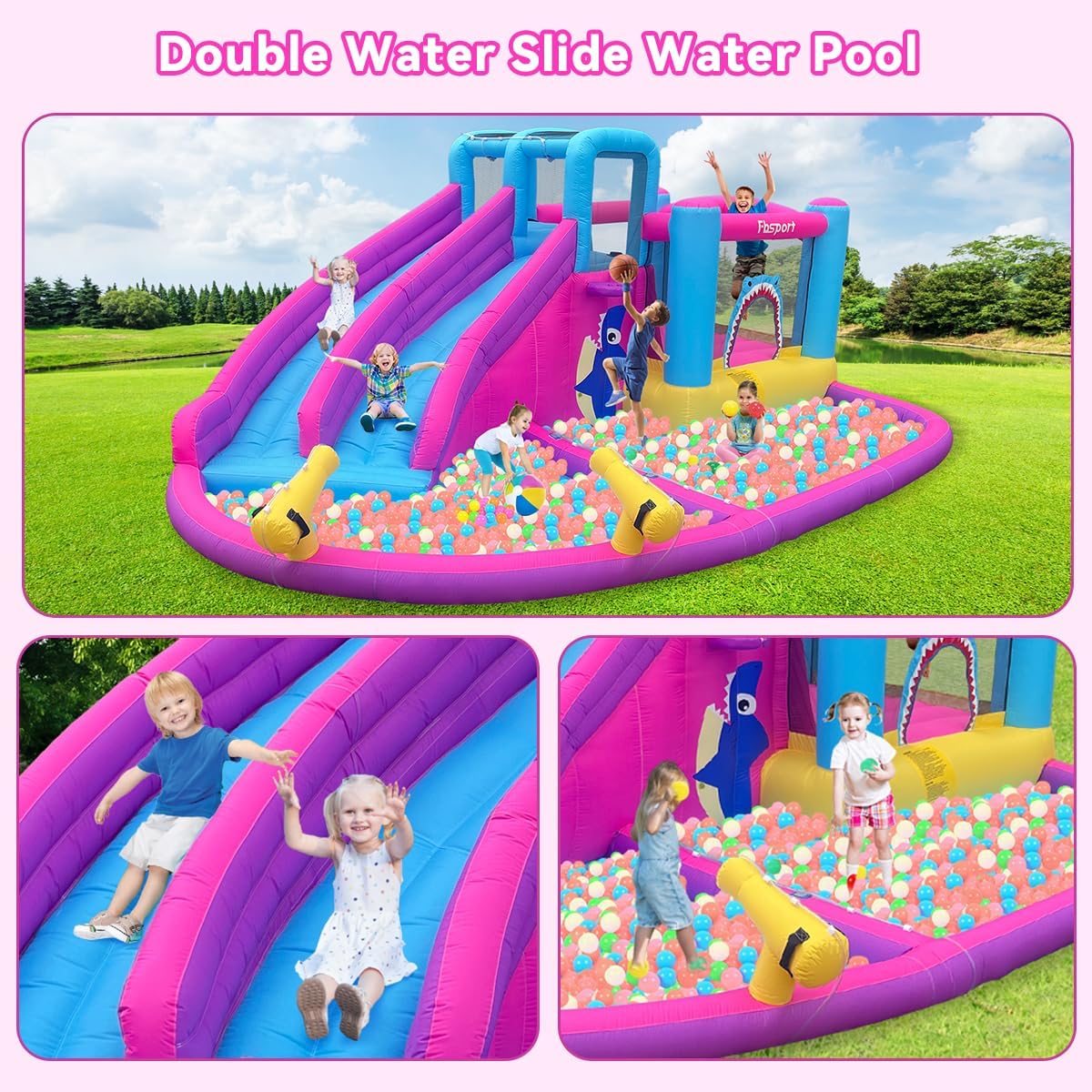Twin Water Slides Inflatable B - Kids Outdoor House With Slide recension och pris