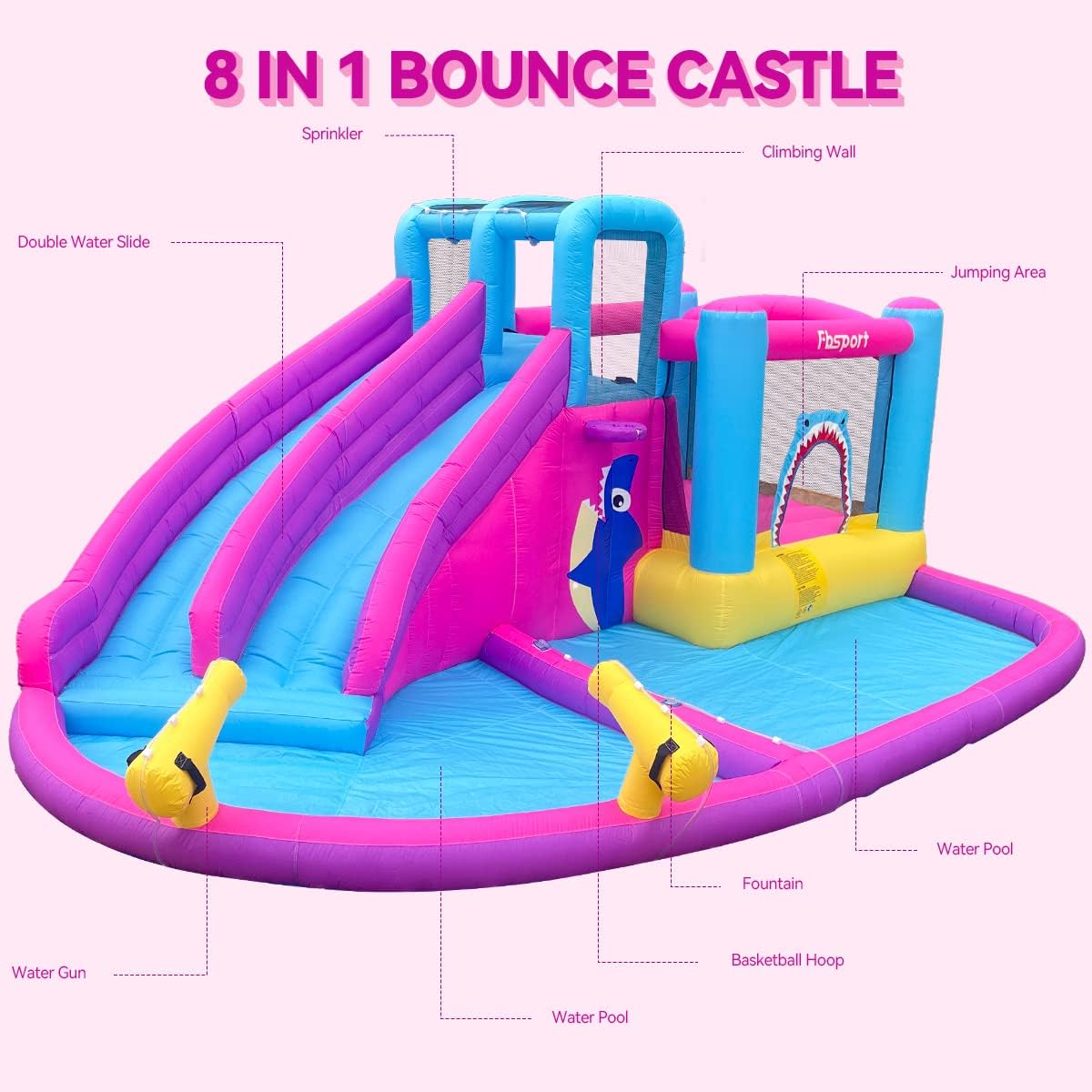 Twin Water Slides Inflatable B - Kids Outdoor House With Slide recension och pris